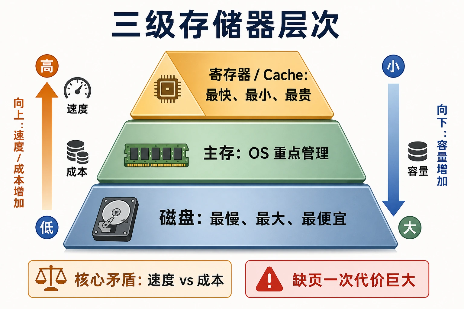 知识点插图：4.1.2 三级存储器层次（slide-008/009/010）