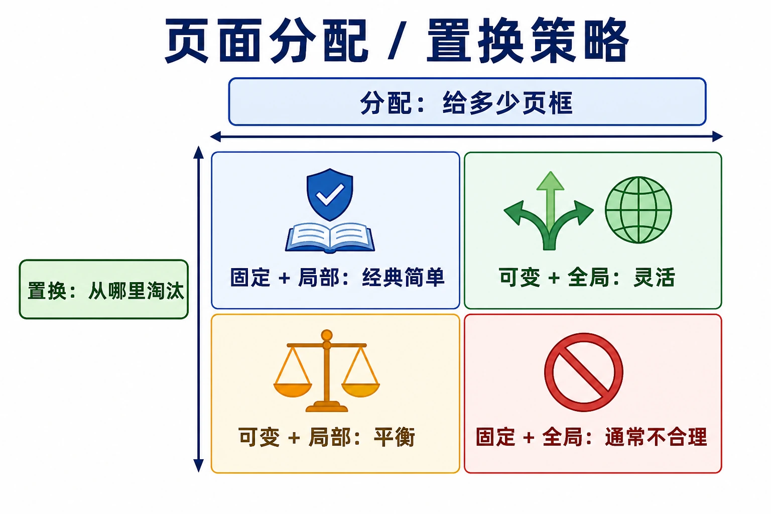 知识点插图：4.7.9 页面分配/置换策略组合